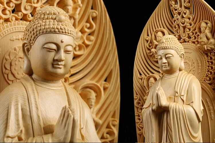 Деревянный Будда богиня Hinoki Bouddha фигурки Гуаньинь дух Статуэтка домашний декор на день рождение, буде estatua s для дома
