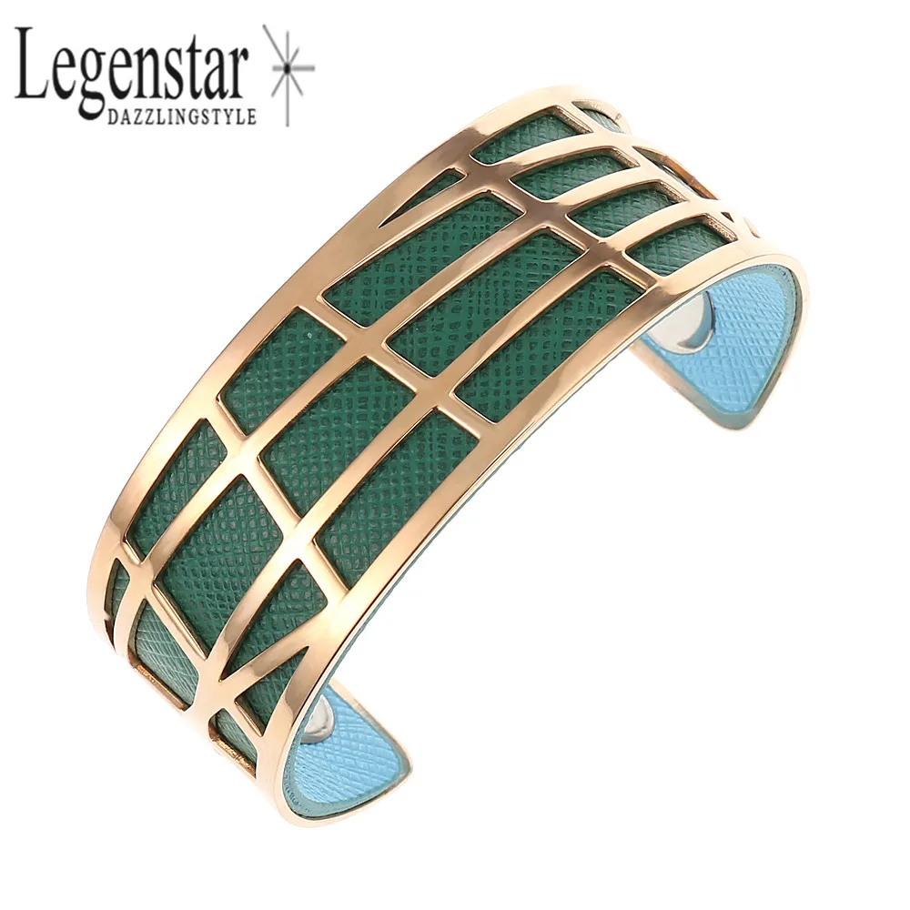 

Legenstar Bracelets & Bangles For Women Reversible Leather Love Open Cuff Bangle Stainless Steel Jewelry Geometric Pulseira