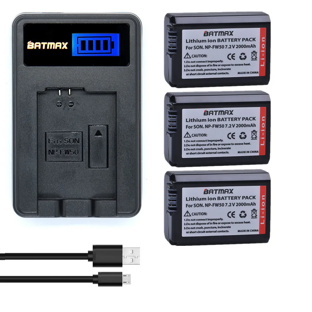 3 шт. аккумулятор и зарядное устройство для Sony|np fw50|np fw50 batteryfw50 battery |
