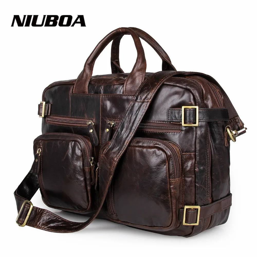 Мужская сумка на плечо из натуральной кожи модная дорожная через для ноутбука в