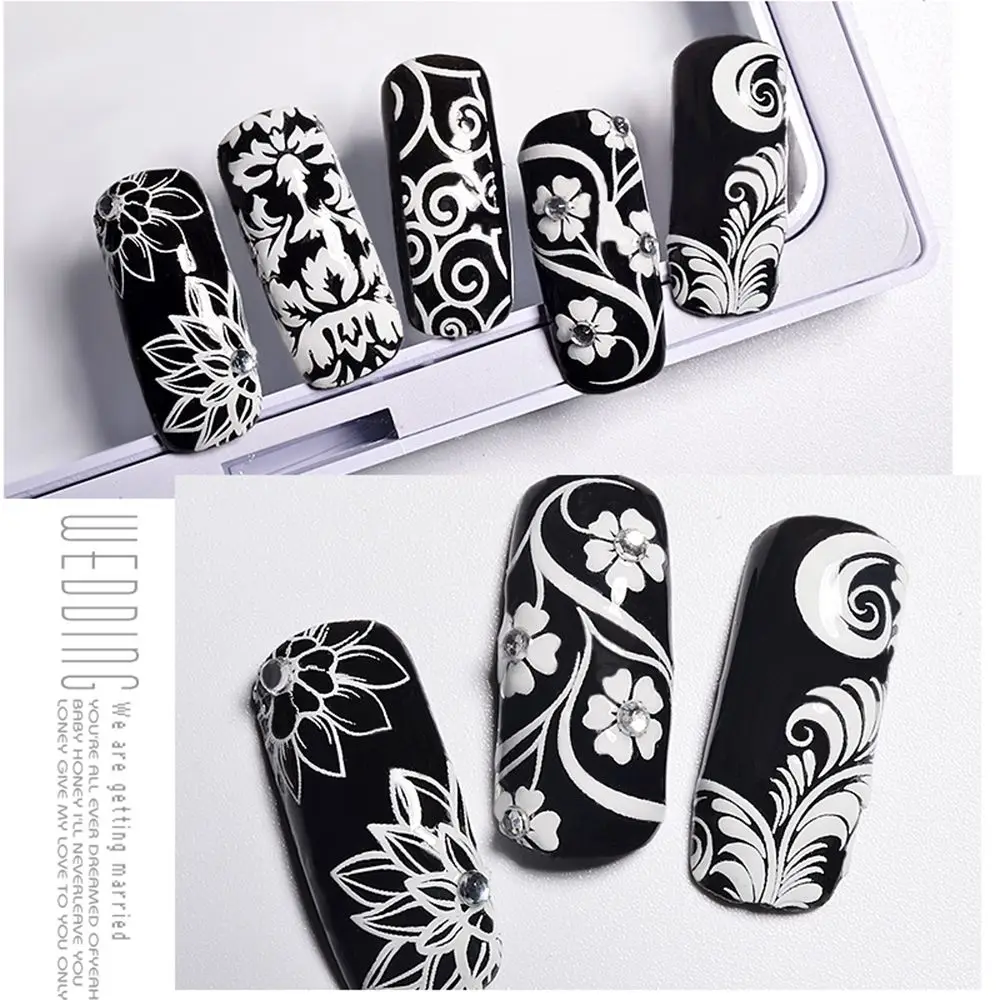 Белые цветы кружева стикеры 3D на ногти Nail Art украшения полоски 3D наклейки для ногтей самоклеющиеся DIY слайдер Дизайн Маникюр