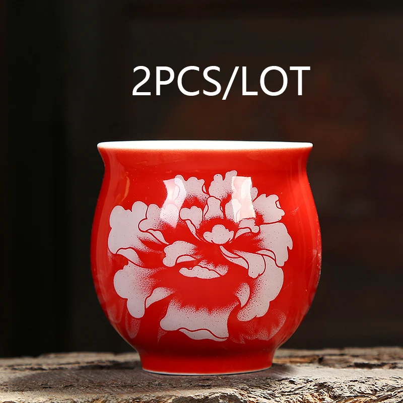 N 2PCS 2 шт./лот, двухслойная термостойкая чайная чашка, керамическая фарфоровая посуда для напитков, чайная посуда/Офисная чайная церемония, кружка для воды - Цвет: N 2PCS