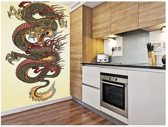 Пользовательские 3D художественные обои Дракон тату азиатская Фреска для