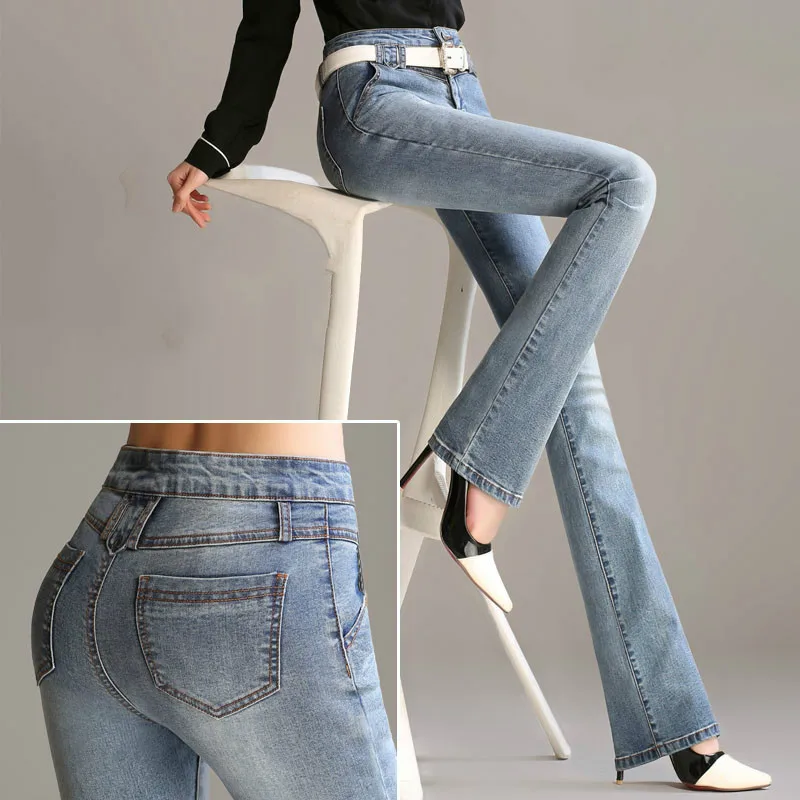 Весна и лето весна новые джинсовые длинные брюки с высокой талией женские ретро