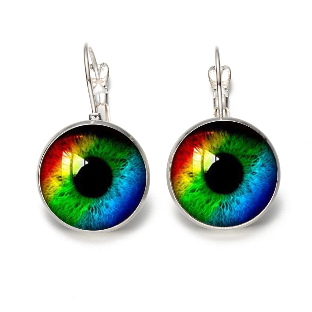 Женские и мужские готические серьги кабошоны круглые с 3D принтом в виде Глаз