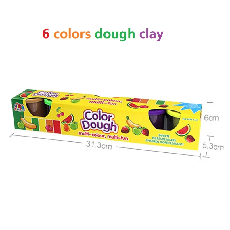 6 colors Детский игровой набор для теста, набор для моделирования пластилина, набор инструментов, сделай сам, дизайнерский комод для волос, модель мороженого, игровой домик, игрушки, 3D подарок - Цвет: 6 colors