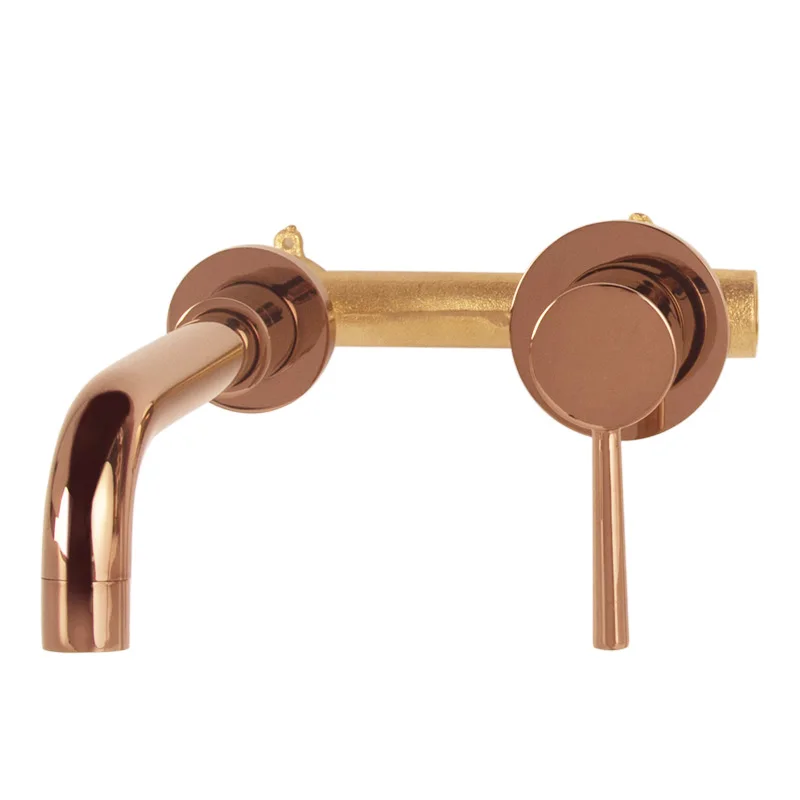Одноцветный латунный Черный Позолоченный настенный смеситель для ванной комнаты, высококачественный вращающийся смеситель для раковины и воды, золотой и белый и розовый смеситель для раковины - Цвет: Rose gold