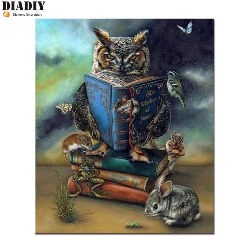 Полный 3D алмазная вышивка крестиком животные сова с кристальным камнем