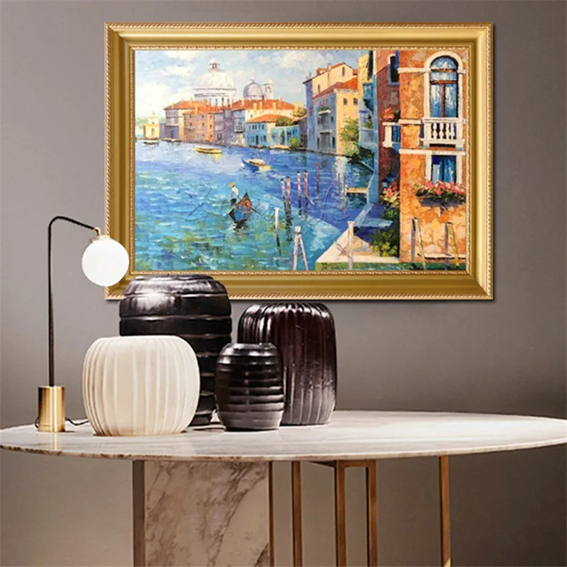 Ручная роспись море номер сидя номера украшает настенная живопись на холсте