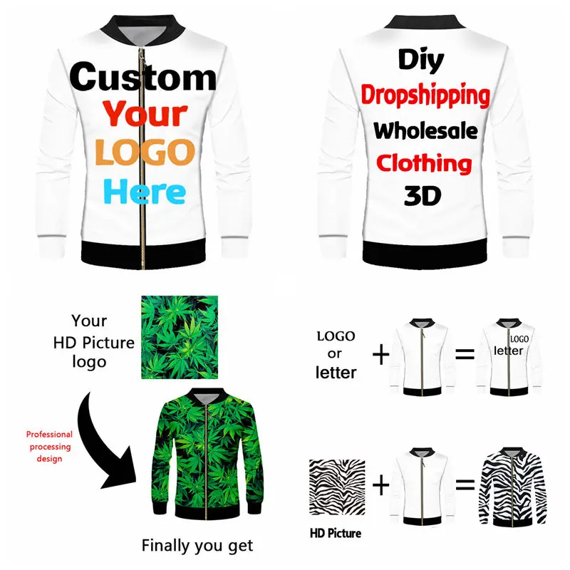 Новая мужская куртка на молнии с 3d принтом I m Fine blood weatshirt куртка унисекс хип-хоп Спортивная одежда Повседневная крутая куртка размера плюс 7XL - Цвет: Custom jacket Coats