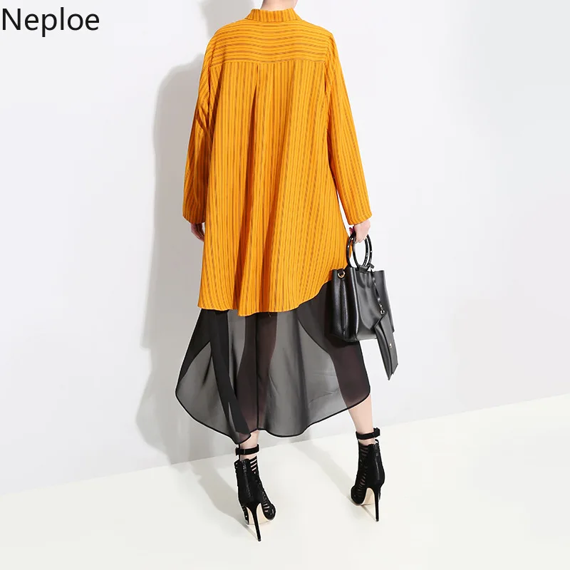 Neploe/весна 2019 новое Полосатое лоскутное женское платье длинный рукав длина до