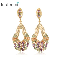 luoteemi 2022 new european and american style multi oval zircon long earrings for women large brinco bijoux unusual girl jewelry