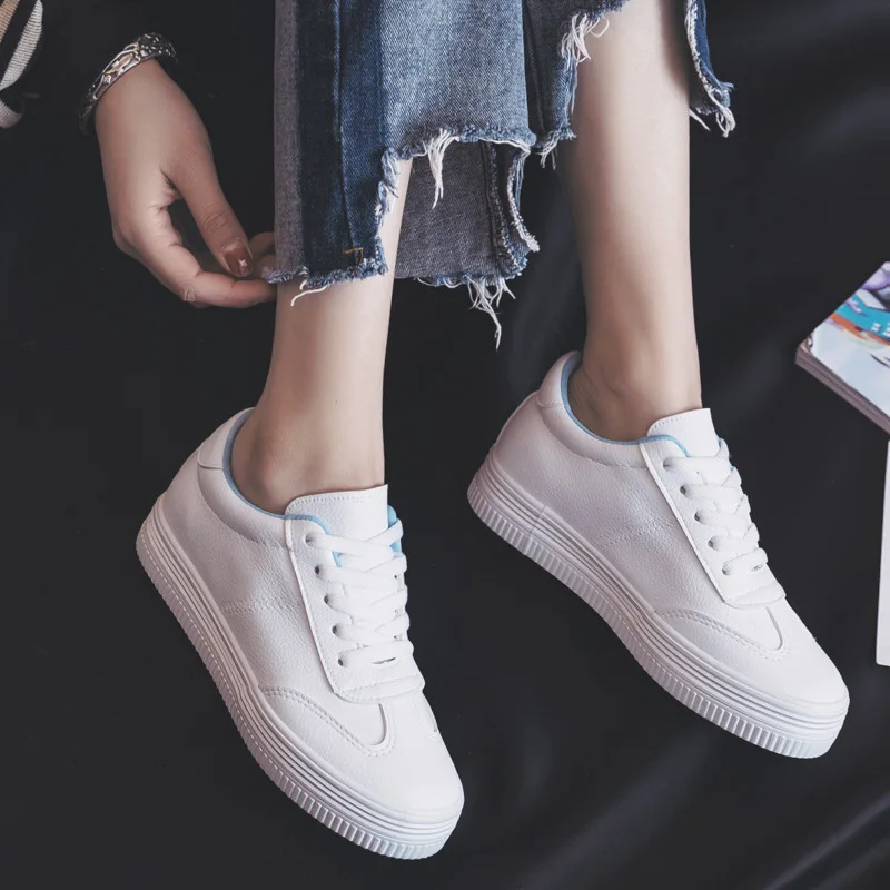 Женская обувь на плоской подошве белая повседневная платформе весну и осень