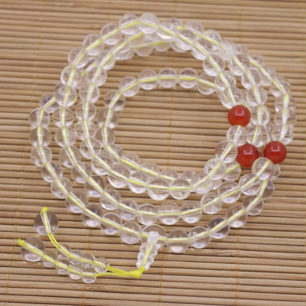 8 мм круглый белый металл с прозрачными кристаллами драгоценный камень четки 108