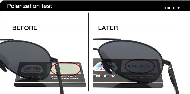 OLEY Unisex polarized Sunglasses Men luxury brand Women Retro pilot Sun Glasses Classic black lens polaroid UV400 Y109