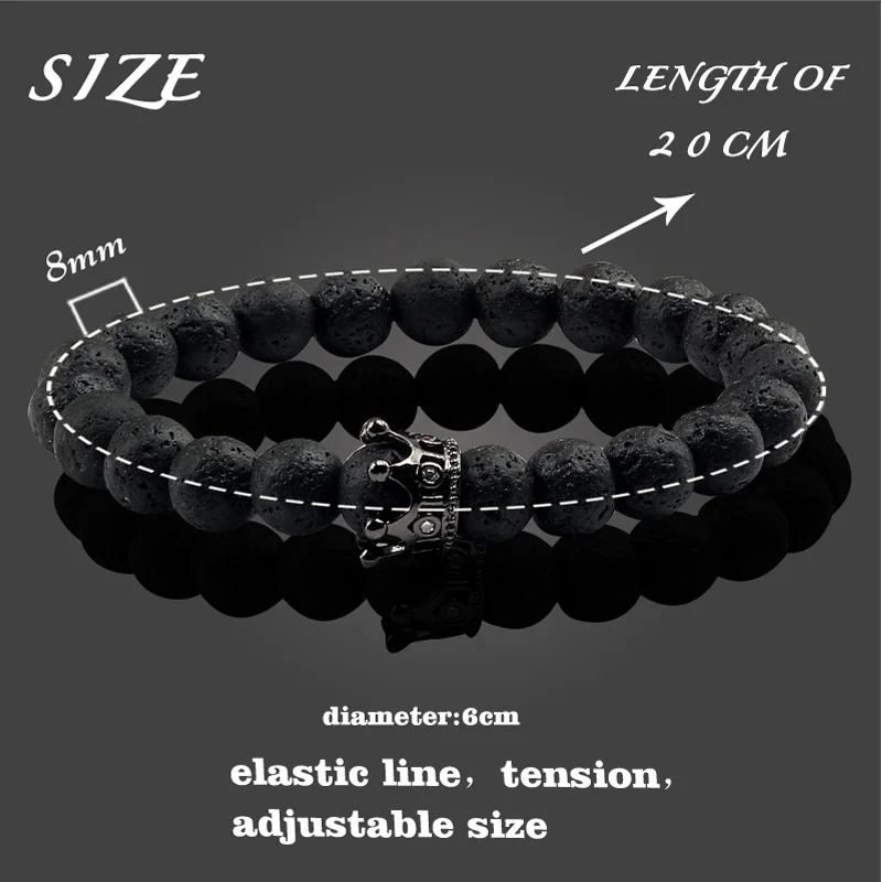 Горячая корона чакра браслет со шлемом вулканического из лавового камня с