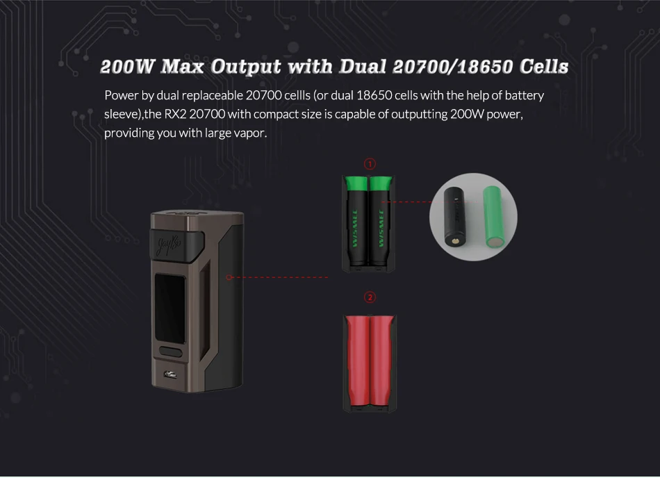 Wismec рел RX2 20700 коробка мод выход 200 Вт VW/TC/TCR режим VS Gen3 Двойная электронная сигарета vape мод