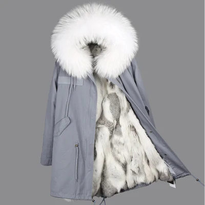 8 OFTBUY пальто с натуральным мехом, зимняя куртка, Женское пальто, воротник из натурального меха енота, длинная парка с подкладкой из кроличьего меха, уличная одежда, новинка - Цвет: 8