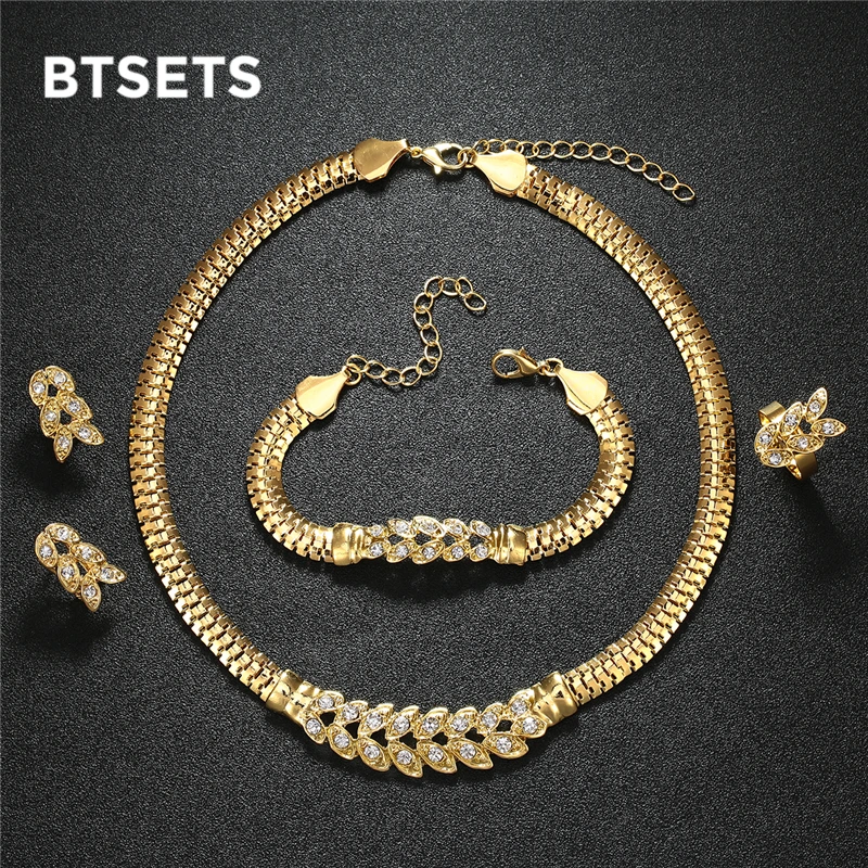 BTSETS Свадебный комплект ювелирных изделий в Дубае для женщин золотой цвет