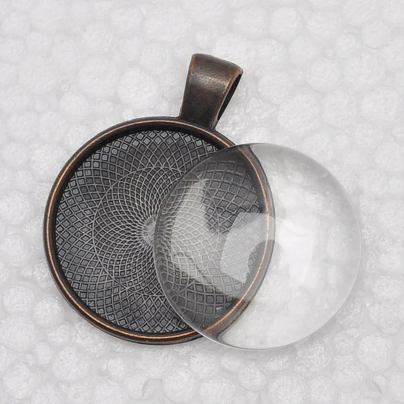 100 комплектов 1 дюйм Подвесные лотки + стеклянный комплект кабошонов пустые