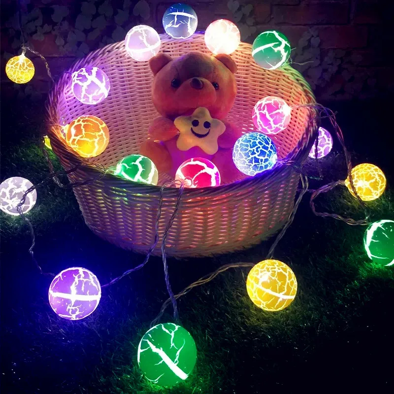 USB Ice Crack Star Shape String Lamp 1 5 м 3 LED Balls Light на батарейках Декоративный Рождественский