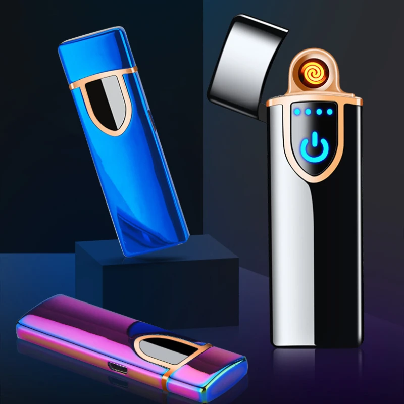 Индукционная Электронная USB зажигалка с отпечатком пальца перезаряжаемая