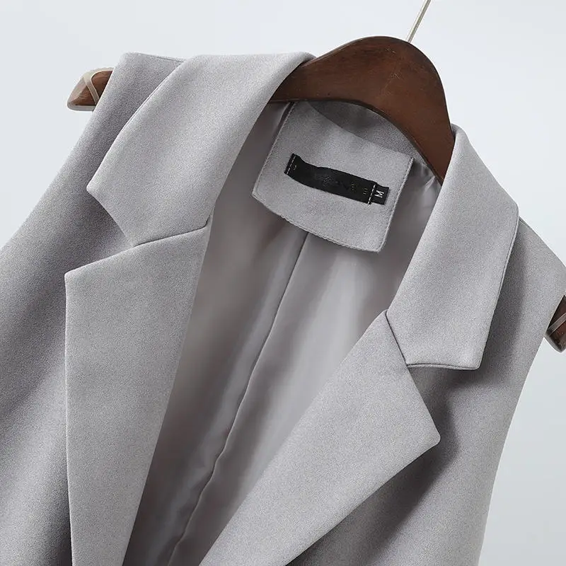 Двубортный длинный жилет женская куртка без рукавов блейзер кардиган