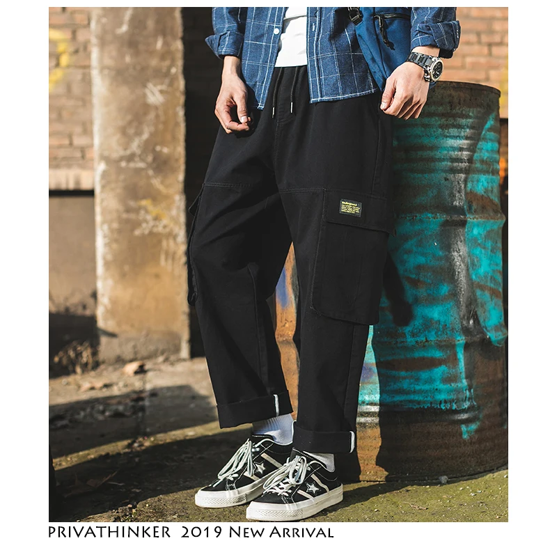 Мужские брюки-карго Privathinker прямые в стиле хип-хоп Японская уличная одежда с