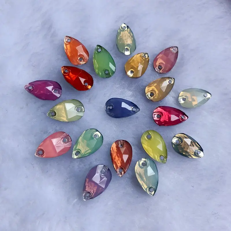 100 шт. 7*12 мм каплевидный кристалл опал стразы с плоской задней стороной смолы