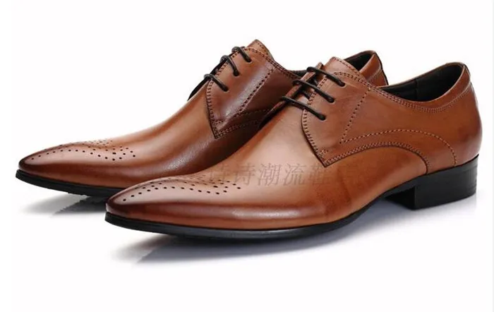 Туфли мужские с острым носком дышащие на шнуровке в британском стиле