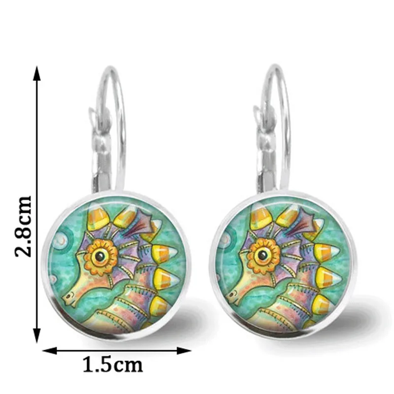 Серьги-капельки Seahorse Серебристые серьги-капельки из стекла в ретро стиле с