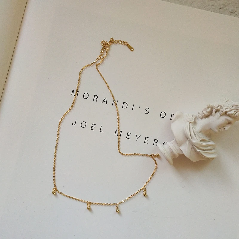 Корейский мини бусины ожерелье вокруг шеи отличное 925 стерлингового серебра