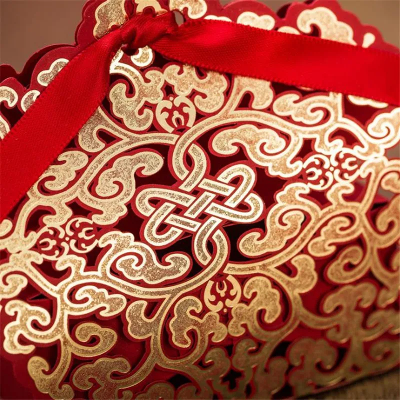 50 шт./лот Свадебная коробка конфет лазерная Подарочная сумка для резки
