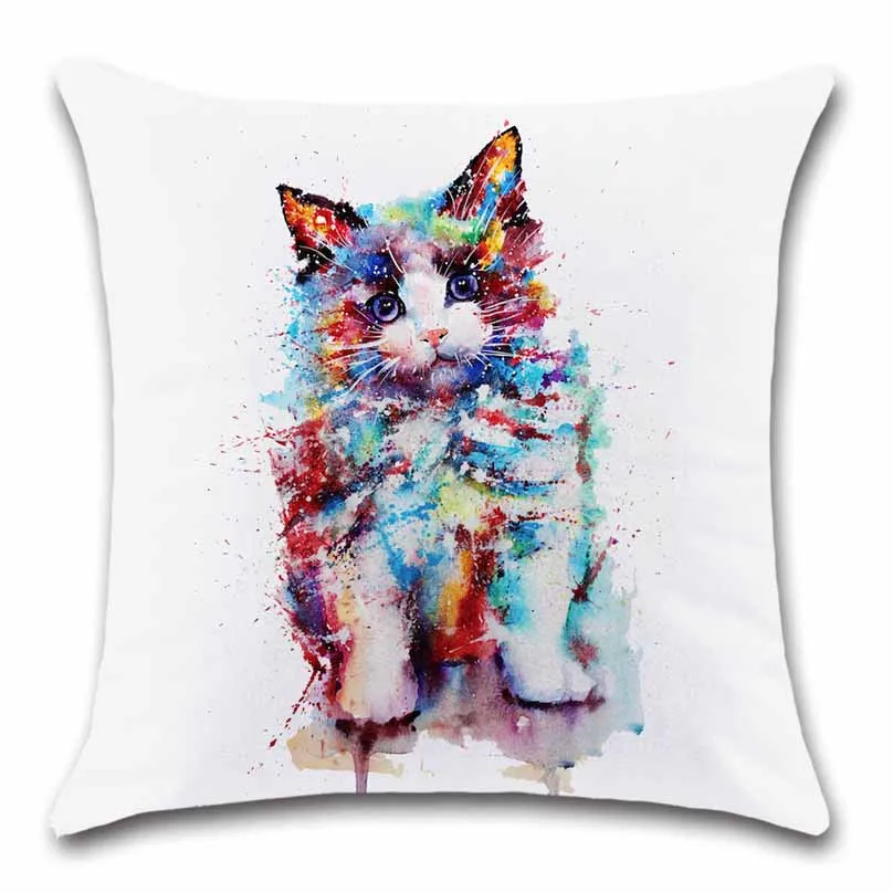 Милый белый чехол для подушки с изображением кошки и питомца акварелью украшение