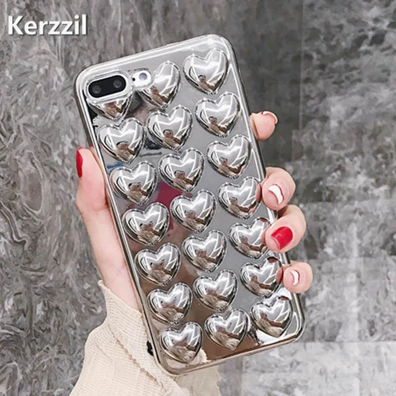 Чехол Kerzzil для iPhone X 10 мягкие Мультяшные из ТПУ чехлы с 3d-рисунком в виде сердца 7 6 6S