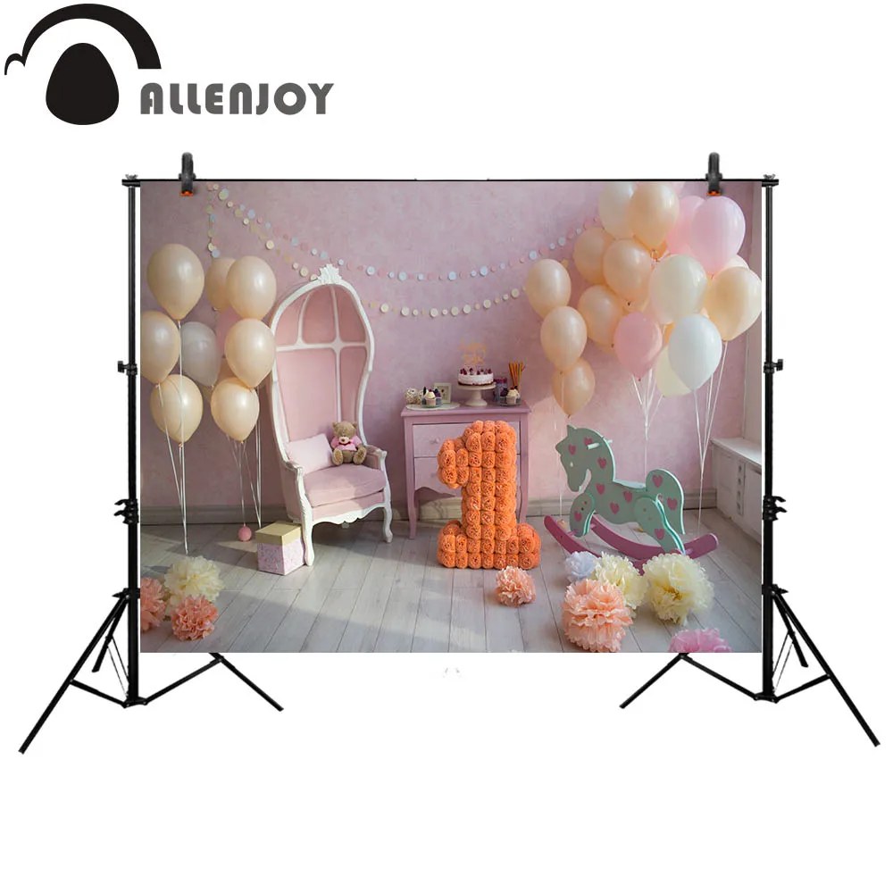 Фон Allenjoy для фотосъемки розовый день рождения комната воздушный шар игрушка