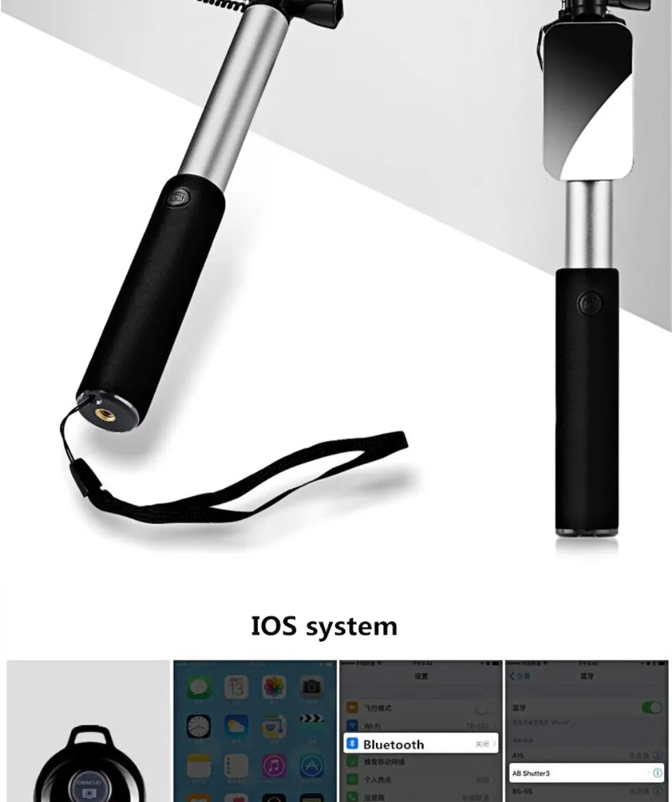 Ручной штатив FANGTUOSI, Проводная Мини палка для селфи, монопод для iPhone 6S 5, samsung, huawei, Xiaomi, Bluetooth, дистанционный штатив