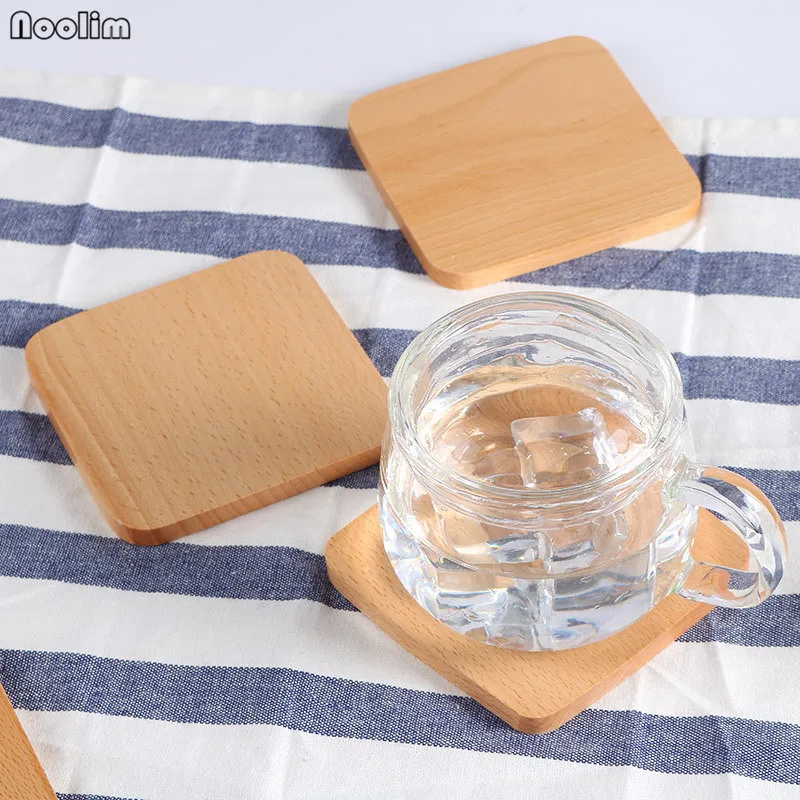NOOLIM 6 шт./компл. деревянные кухонные прокладки квадратный Круглый Мини поддон