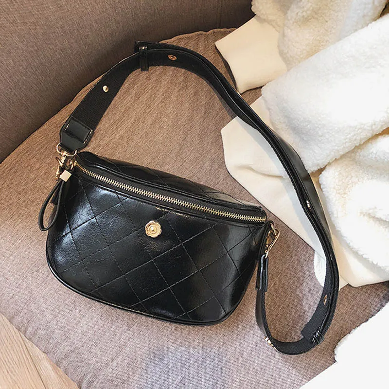 Black Waist Bag Новая модная сумка через плечо на грудь для женщин, поясные сумки, фирменный дизайн, Кожаная поясная сумка, поясная сумка для женщин, Рождественский - Цвет: Black Waist Bag