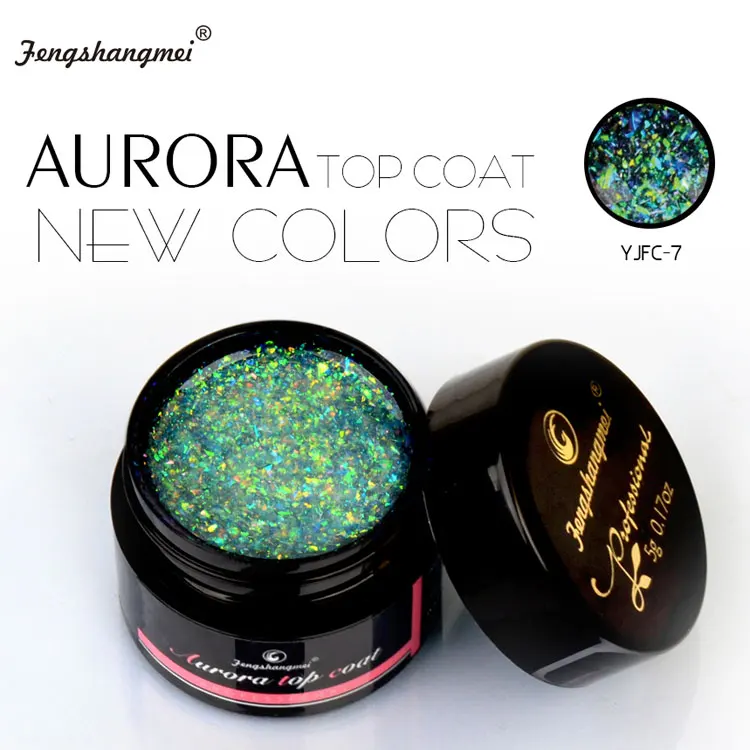Профессиональный Гибридный Гель-лак для ногтей fengshangmei, 5 г, новинка, лак Aurora Top Coat, долговечный Блестящий Гель-лак с блестками - Цвет: YJFC-7