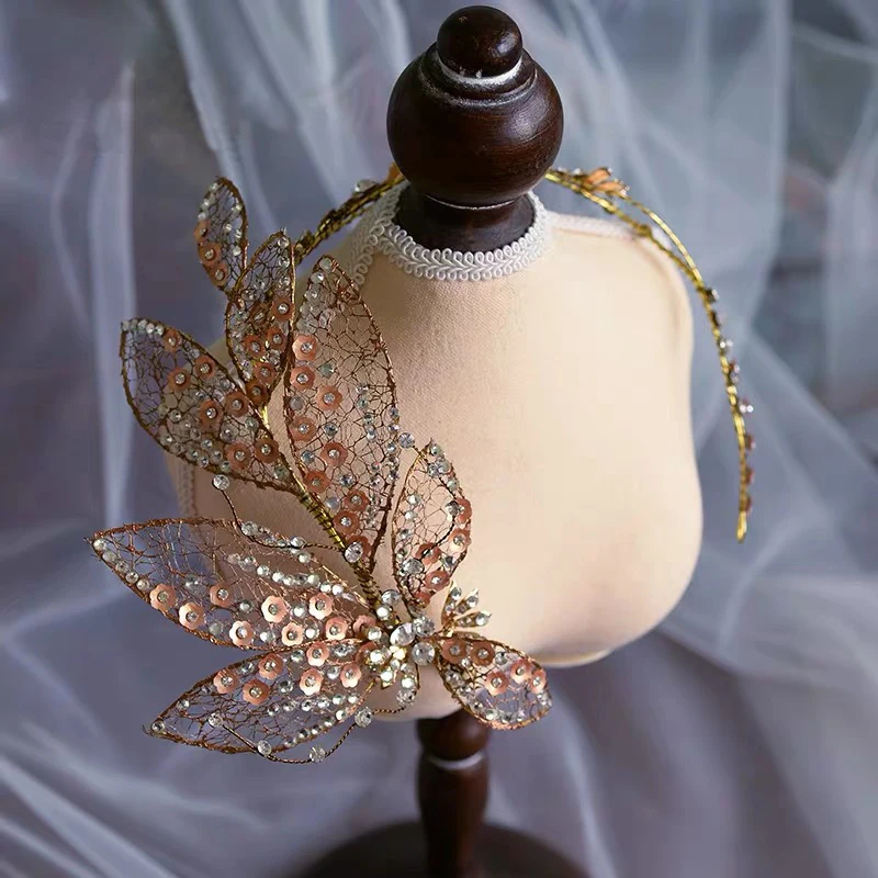 Ободок для волос ручной работы в стиле ретро с цветами и бусинами|Украшения