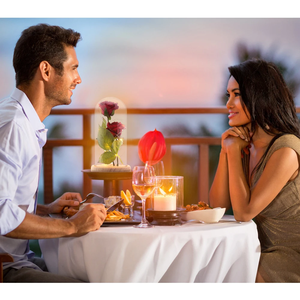 20 LED ночник шелковая гирлянда розовая роза + стеклянный абажур AAA аккумулятор