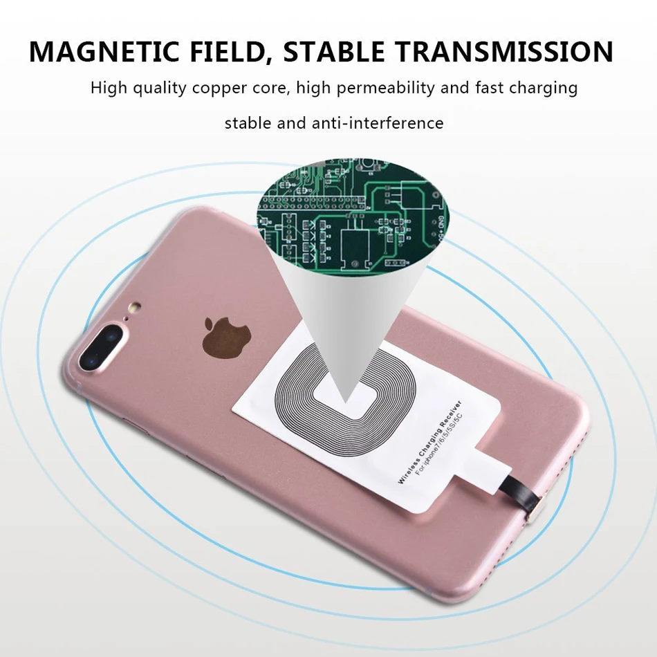 JKING Qi Wireless Charger Receiver Module Adapter for Apple iPhone 6 6S 7 Plus 5 S 5S SE Charging Receptor Pad Coil | Мобильные