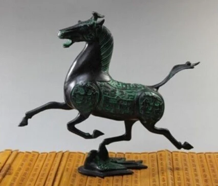 Copper Brass CHINESE crafts Asian Exquisite Old Chinese bronze statue horse fly swallow Figures sculpture