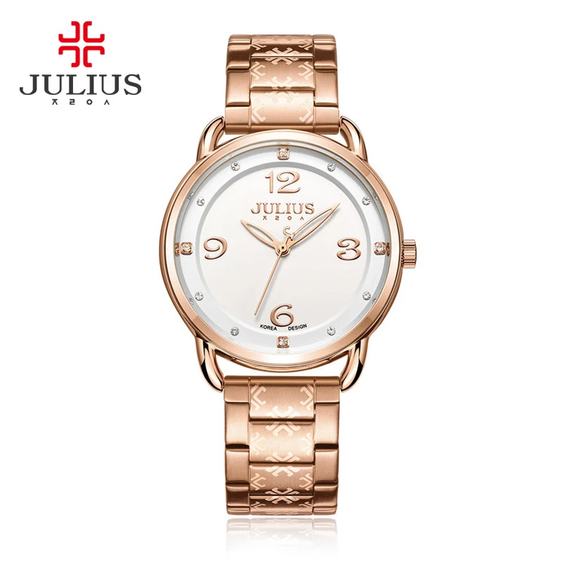 

Ladies Watches Top Brand Luxury JULIUS Printing Horloges Women Stainless Steel Shell Dial Rose Gold Box Quartz Watch Crystal