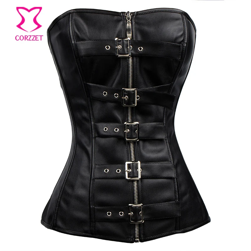 Женский корсет на молнии Черный готический в стиле стимпанк сексуальный костюм
