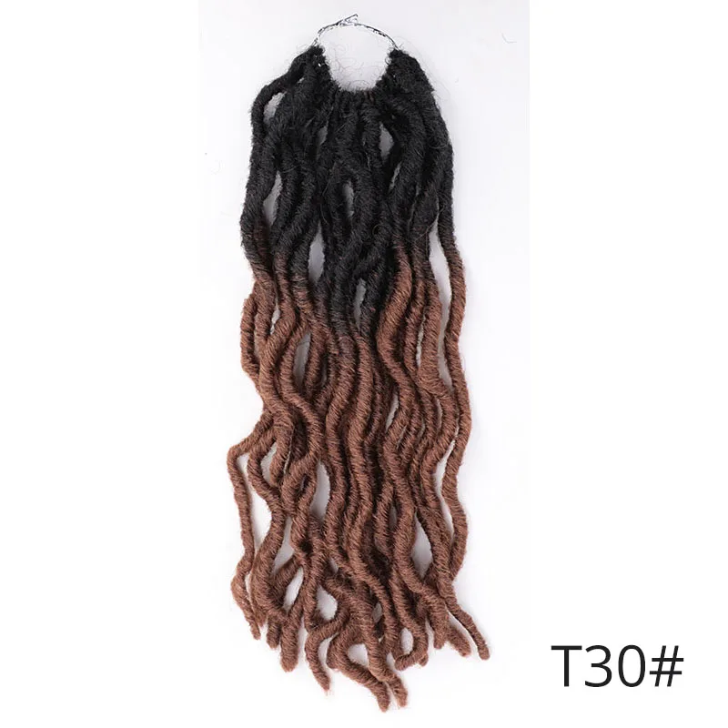 T1B/30 Doris beauty 12 дюймов Nu Locs Goddess Faux Locs кудряшки Exntension синтетические предварительно оплетенные мягкие косички для женщин коричневый черный - Цвет: T1B/30