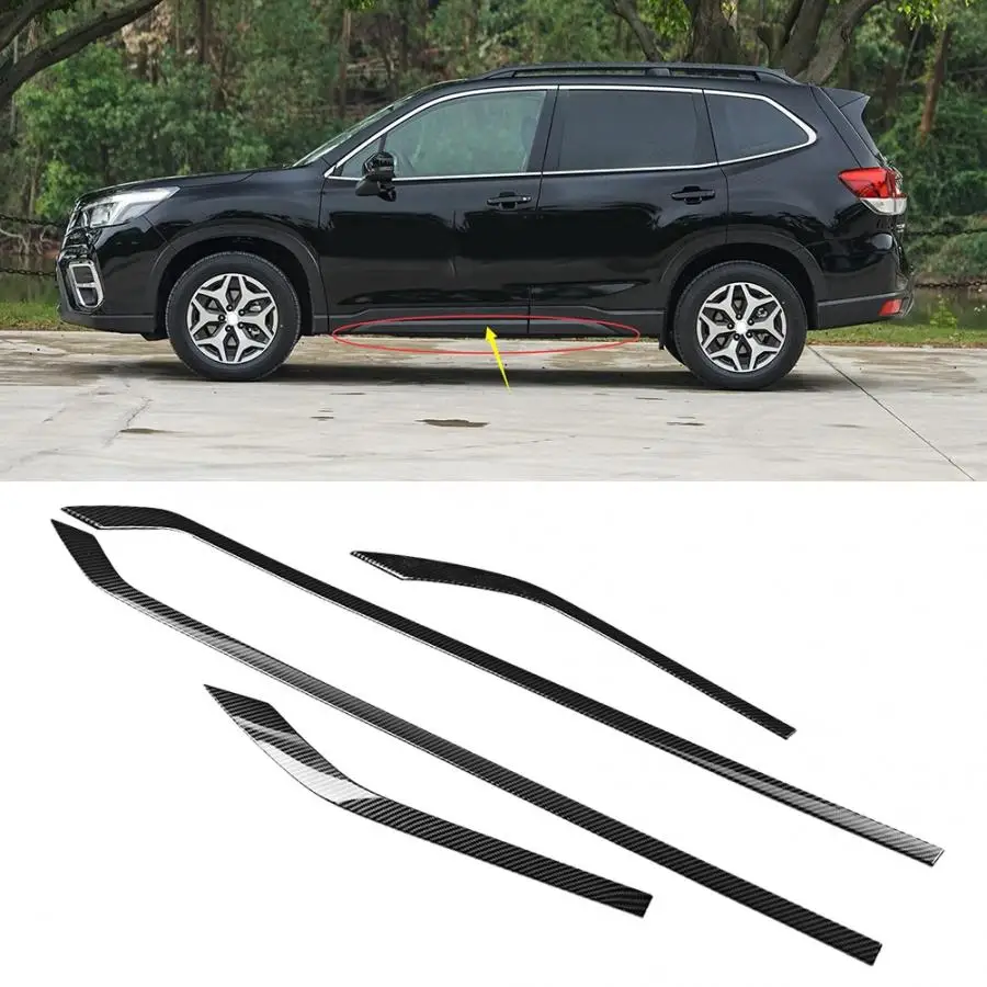 4 шт. Автомобильная внешняя боковая Нижняя дверь формовочная крышка планки полосы подходят для Subaru Forester углеродное волокно цвет стиль