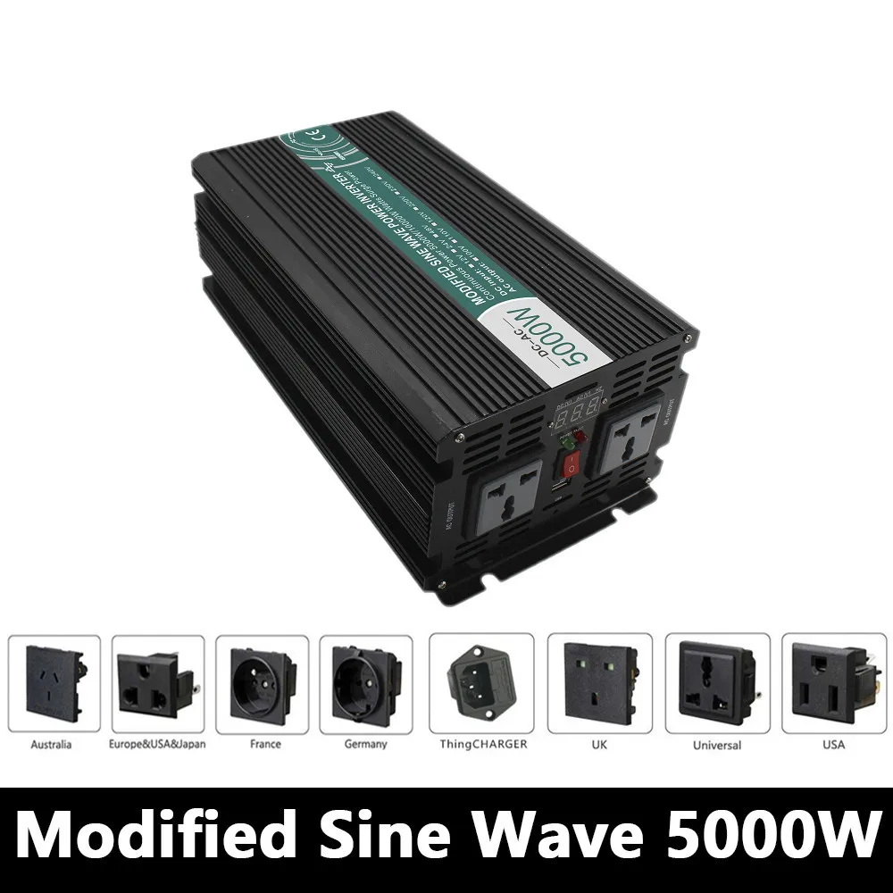 Высокого Поу 5000 Вт изменение синусоидальный инвертор DC12V/24 В/48 В к AC110V/220 решетки