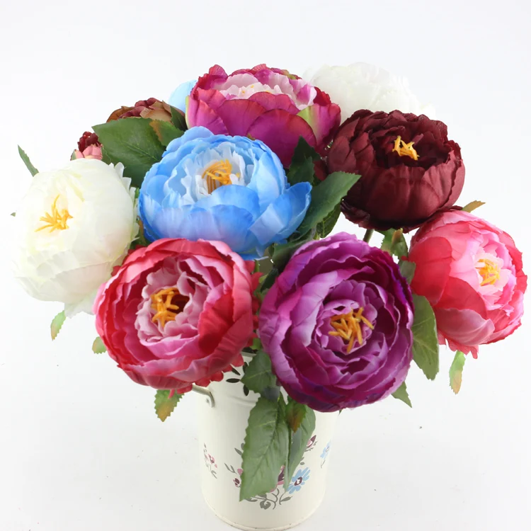 

5 шт./компл. высокое качество Элегантные искусственные пионы шелковые цветы горячие свадебные украшения Роскошные Искусственные цветы День...